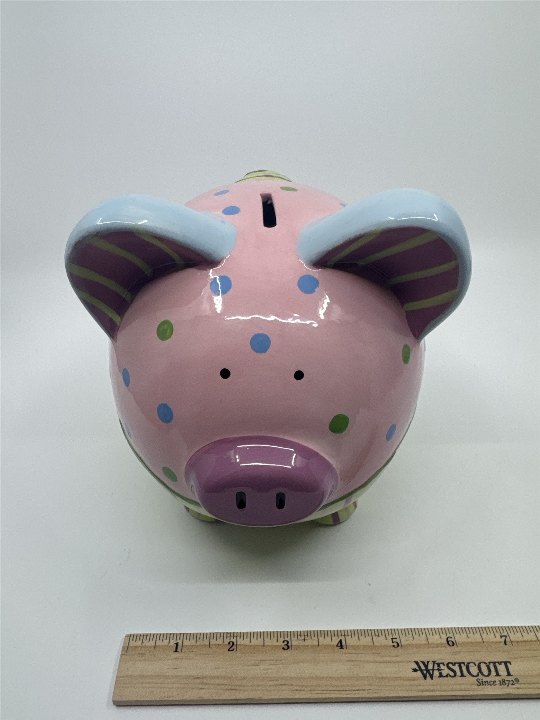 Ceramic Colorful Pink, Blue, Purple, and Green Girl's Piggy Bank