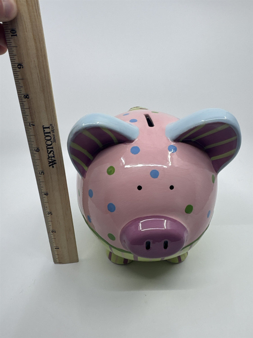 Ceramic Colorful Pink, Blue, Purple, and Green Girl's Piggy Bank