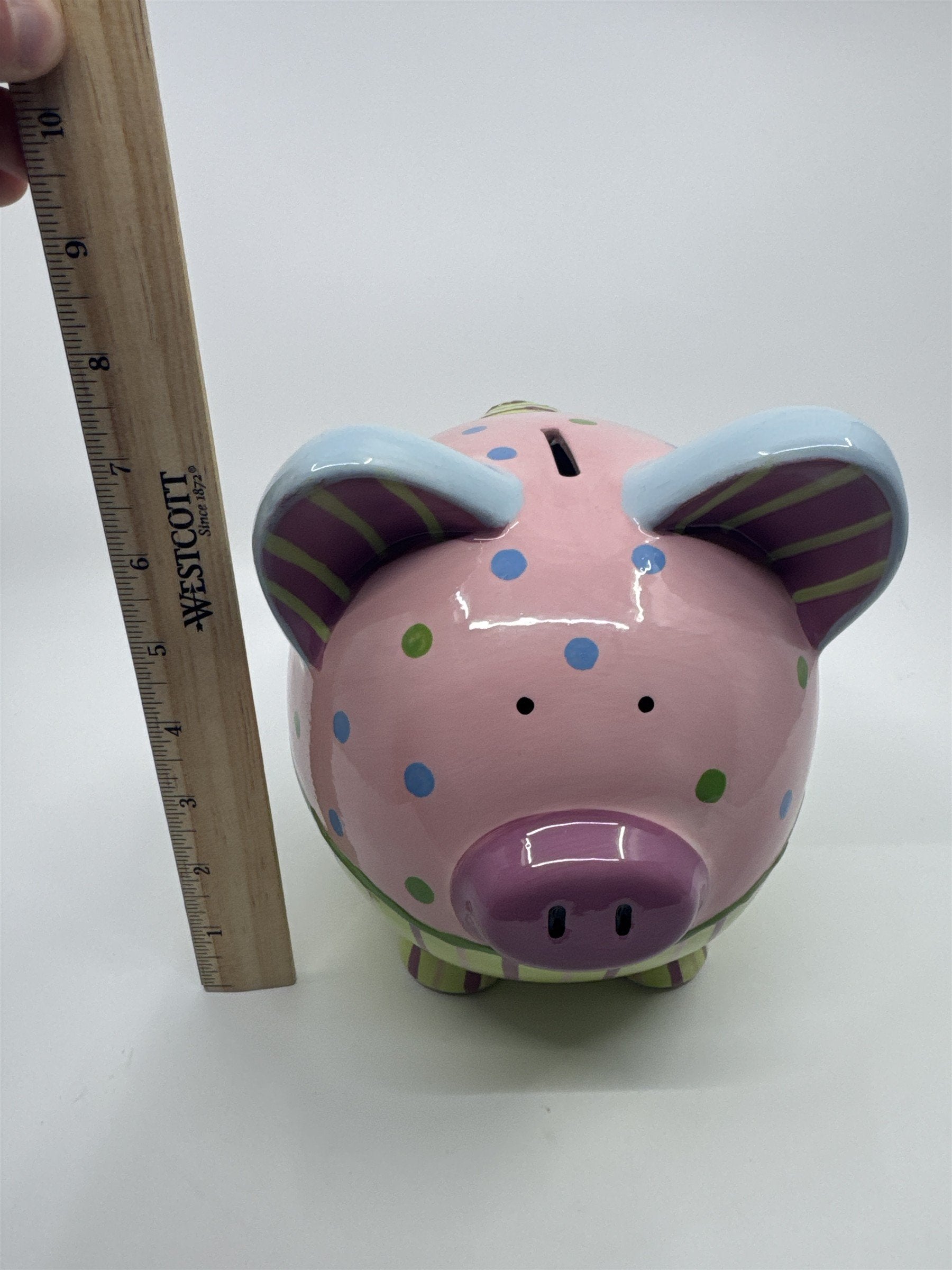 Ceramic Colorful Pink, Blue, Purple, and Green Girl's Piggy Bank