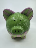 Ceramic Colorful Pink, Purple, and Green Girl's Piggy Bank