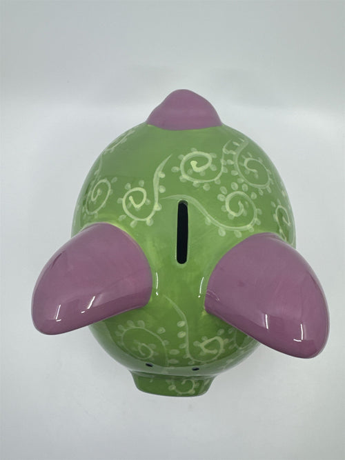 Ceramic Colorful Pink, Purple, and Green Girl's Piggy Bank