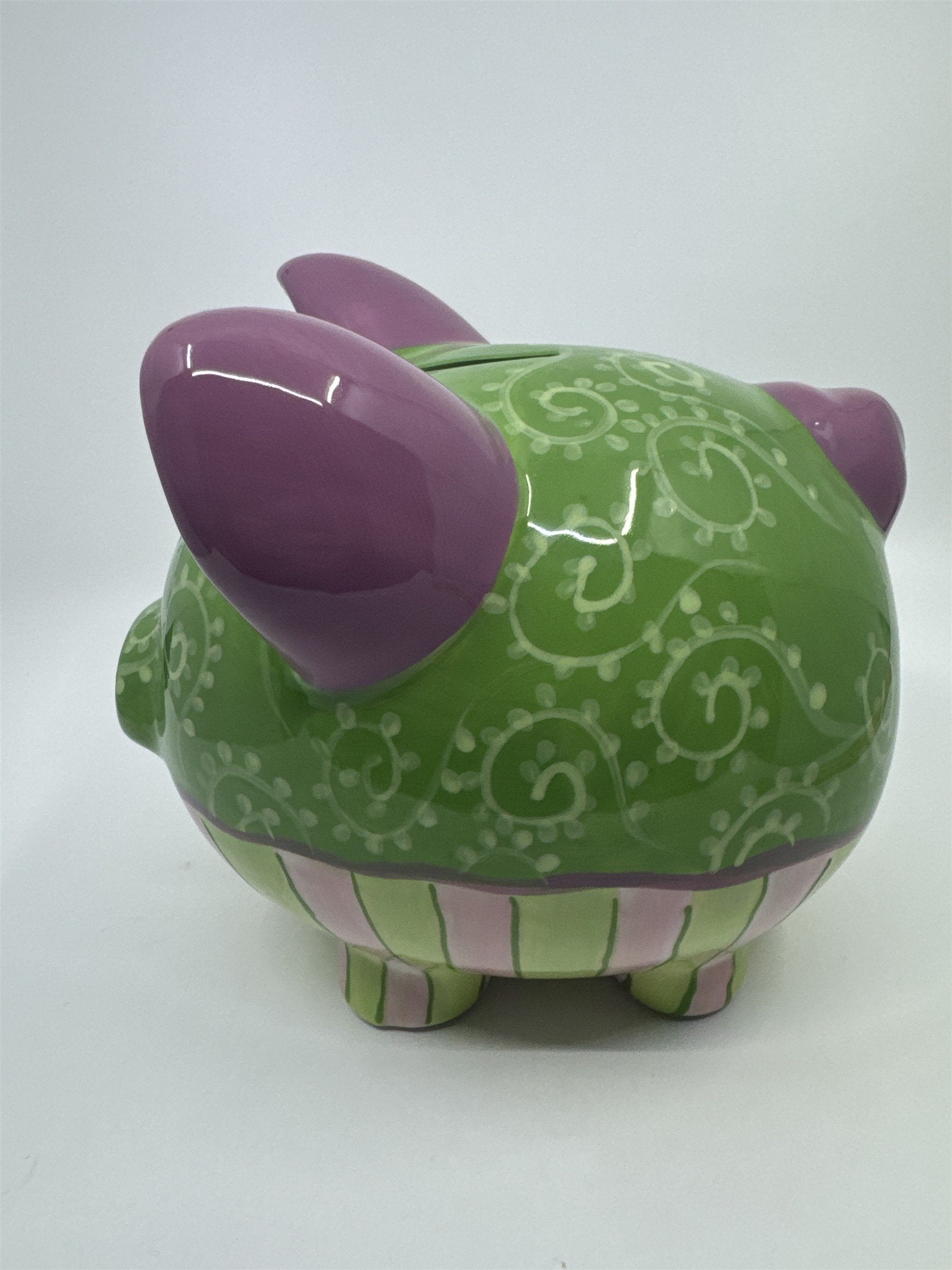 Ceramic Colorful Pink, Purple, and Green Girl's Piggy Bank
