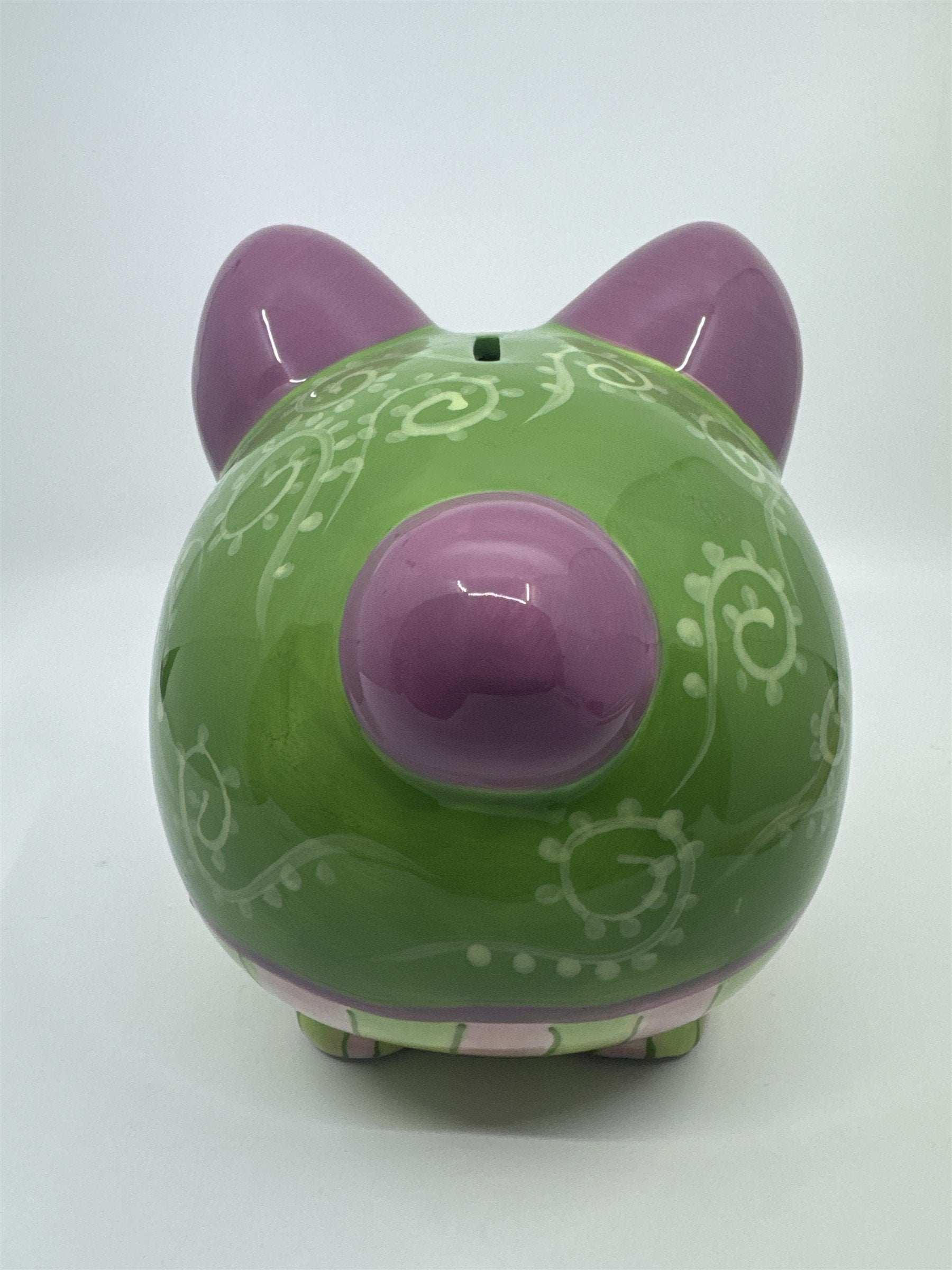 Ceramic Colorful Pink, Purple, and Green Girl's Piggy Bank