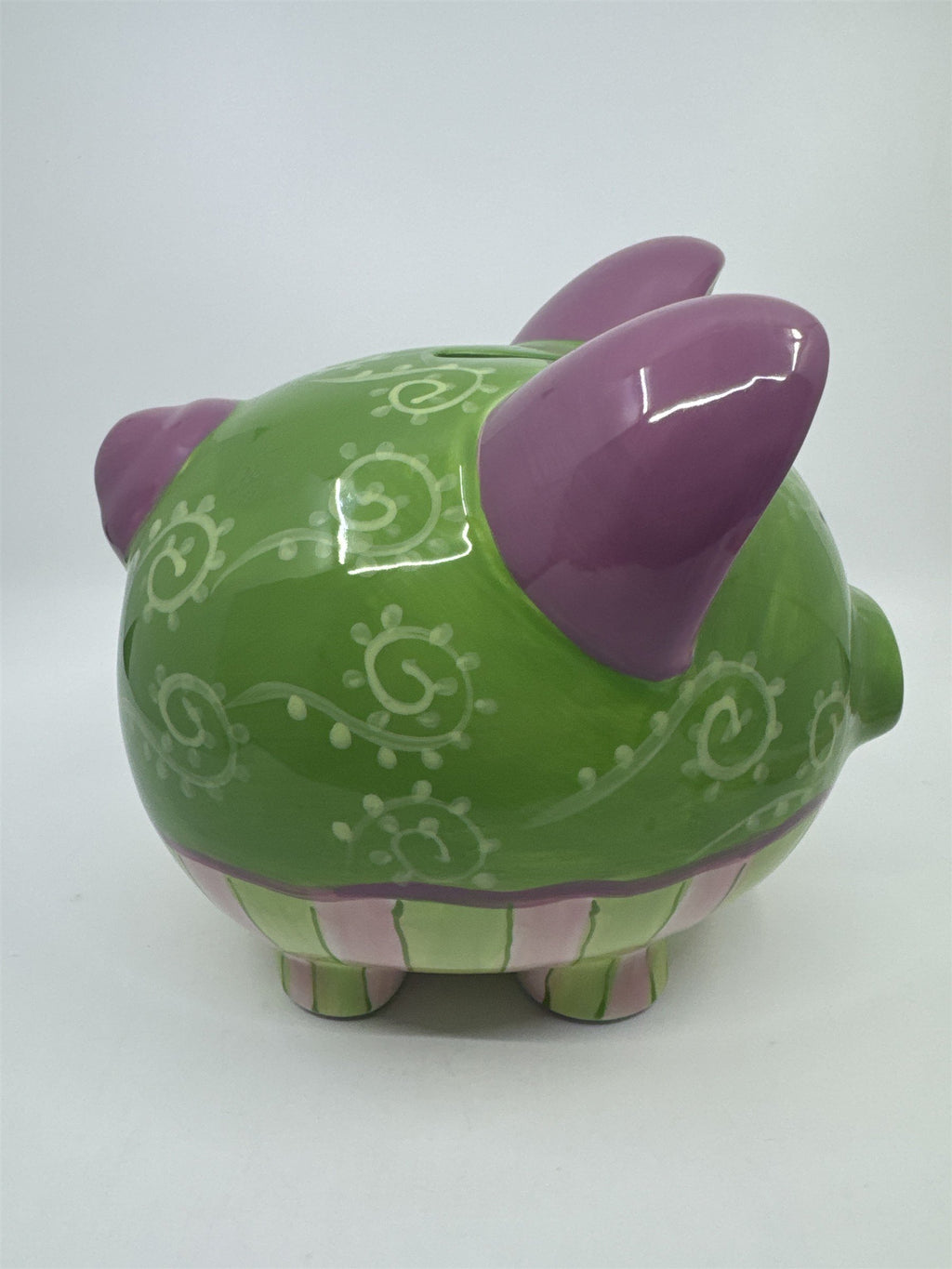 Ceramic Colorful Pink, Purple, and Green Girl's Piggy Bank