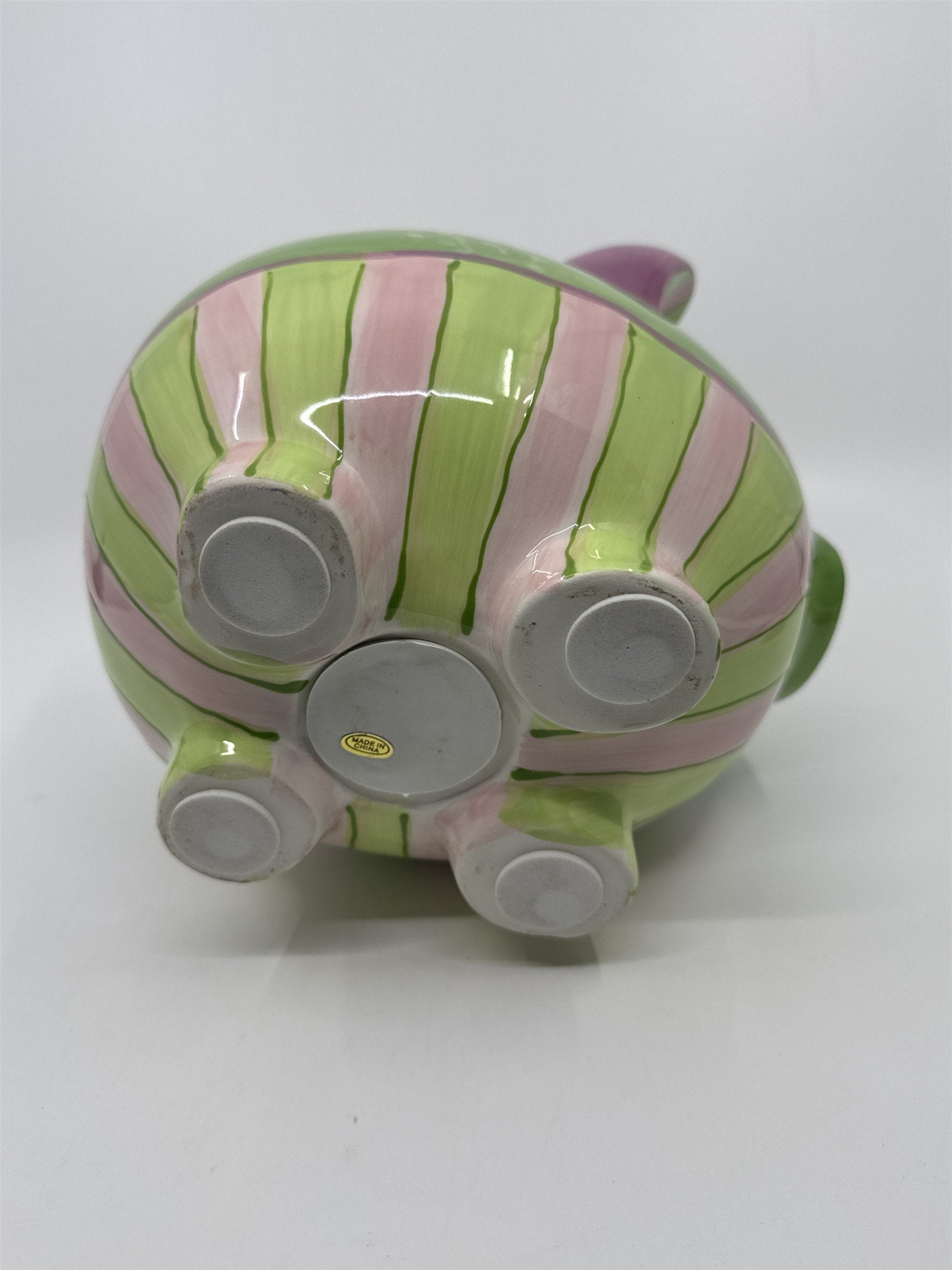 Ceramic Colorful Pink, Purple, and Green Girl's Piggy Bank
