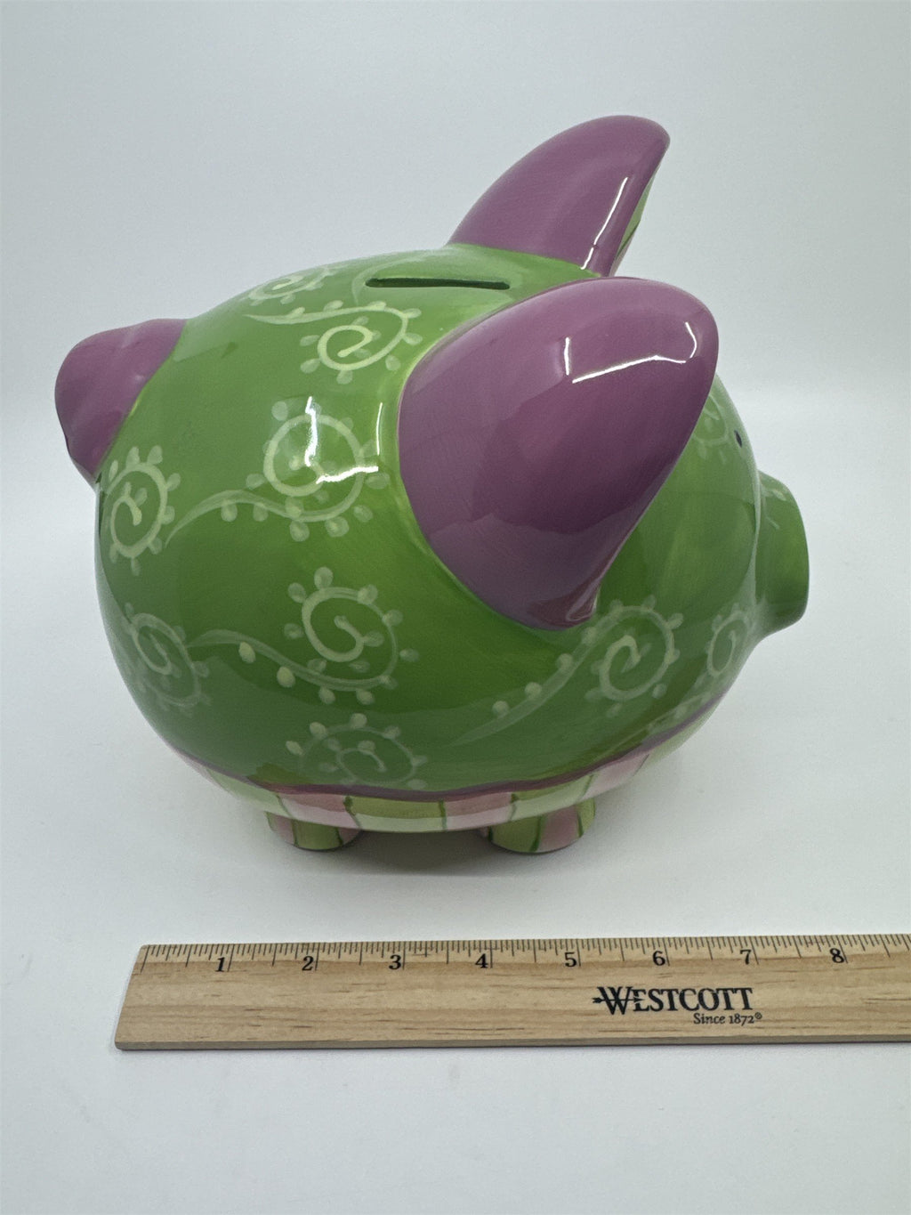 Ceramic Colorful Pink, Purple, and Green Girl's Piggy Bank