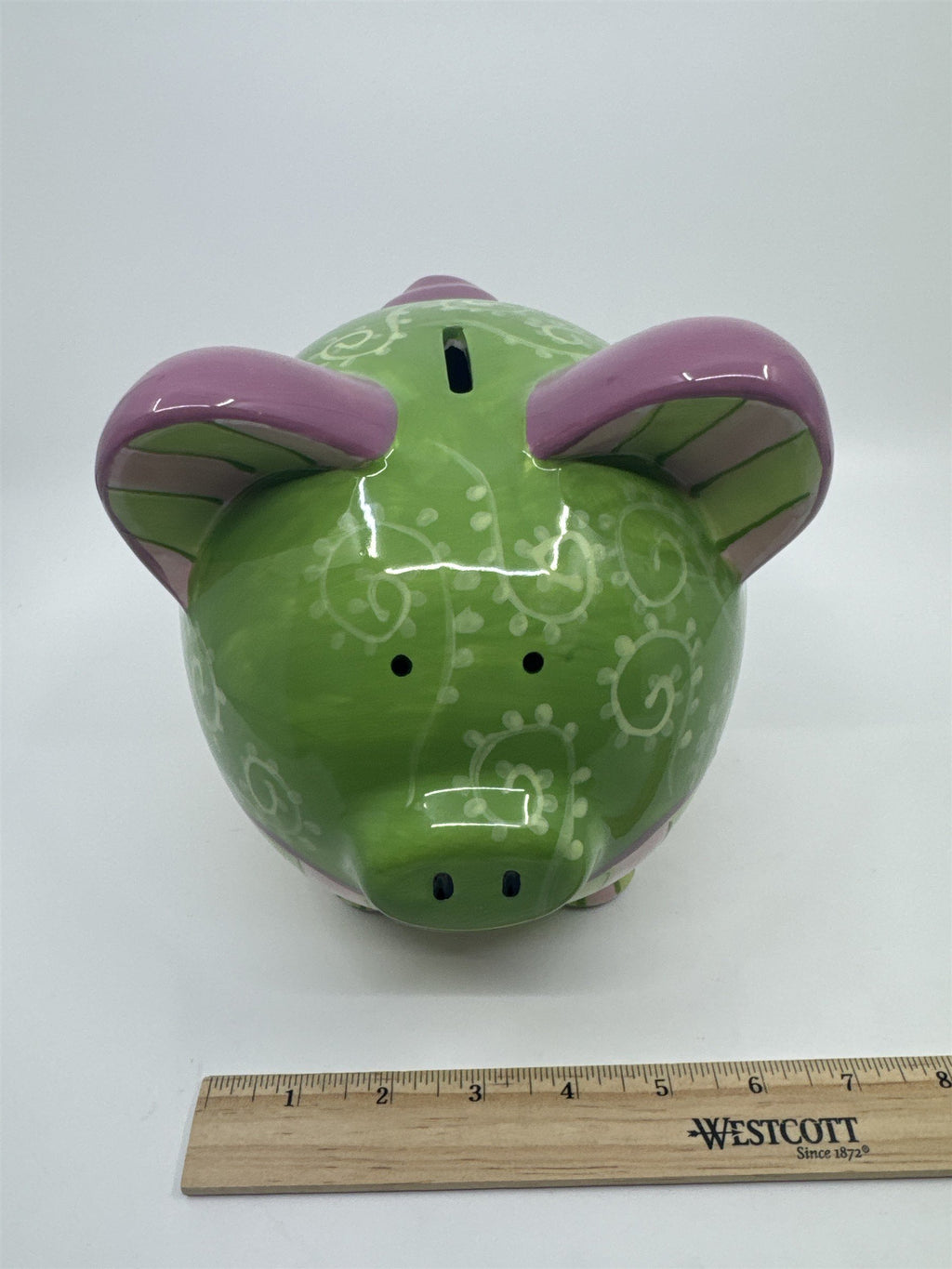 Ceramic Colorful Pink, Purple, and Green Girl's Piggy Bank