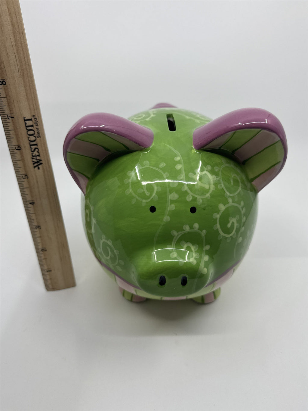 Ceramic Colorful Pink, Purple, and Green Girl's Piggy Bank