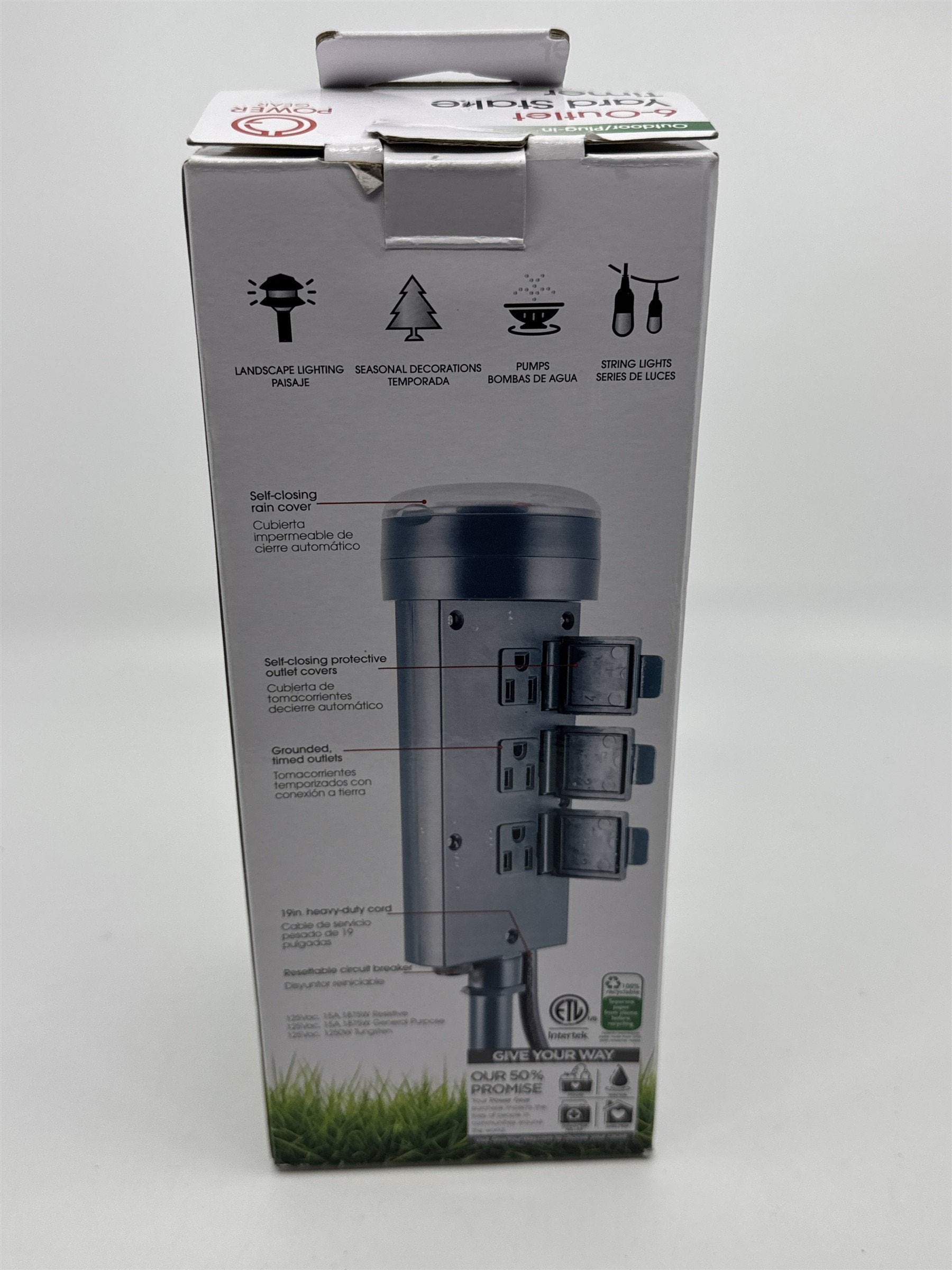 Jasco Outdoor Grounded Heavy Duty 6-Outlet Yard Stake Timer Weather Resistant