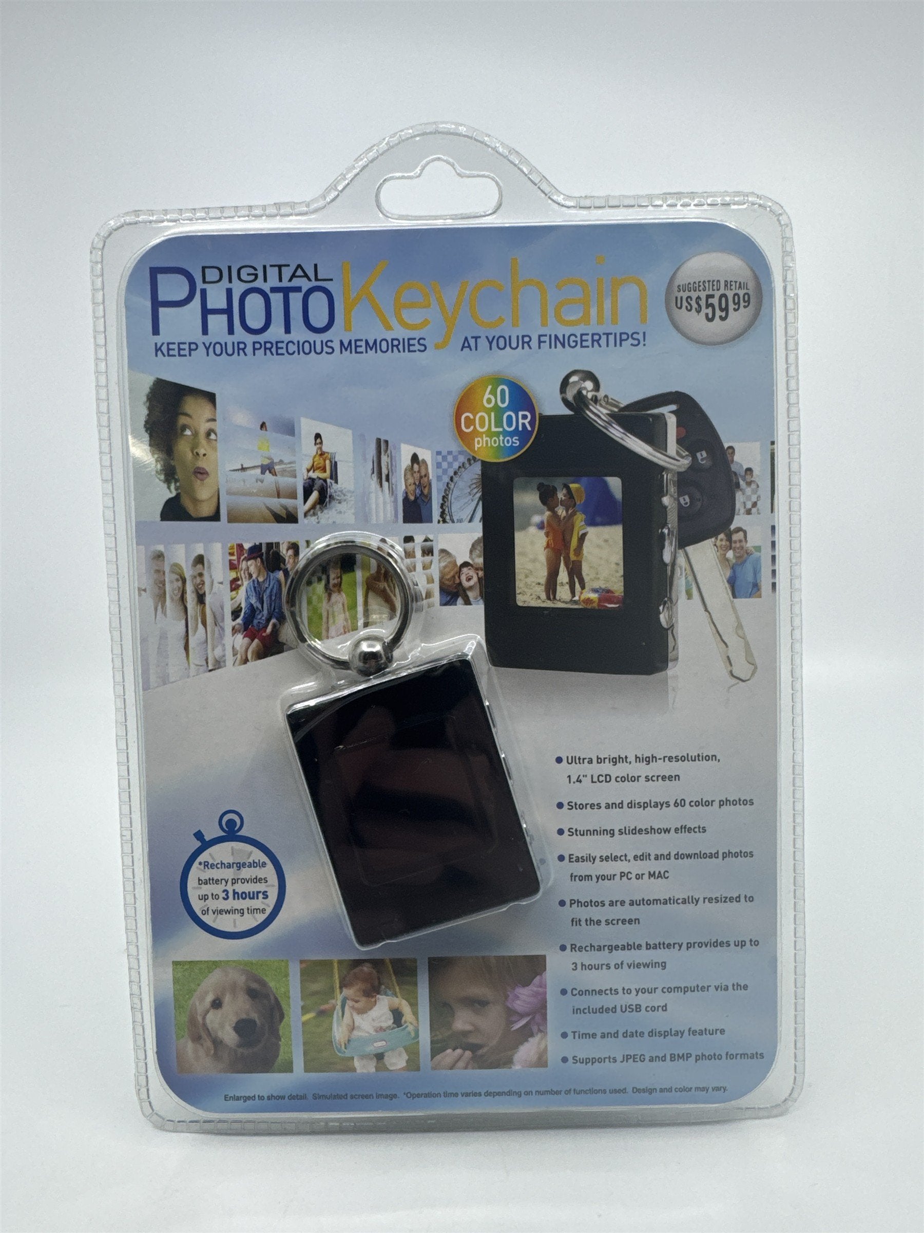 Digital Photo Keychain 60 Color Photos W/ Rechargeable Battery 1.4" LCD Screen
