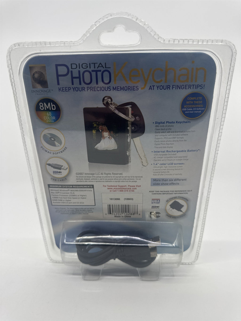 Digital Photo Keychain 60 Color Photos W/ Rechargeable Battery 1.4" LCD Screen