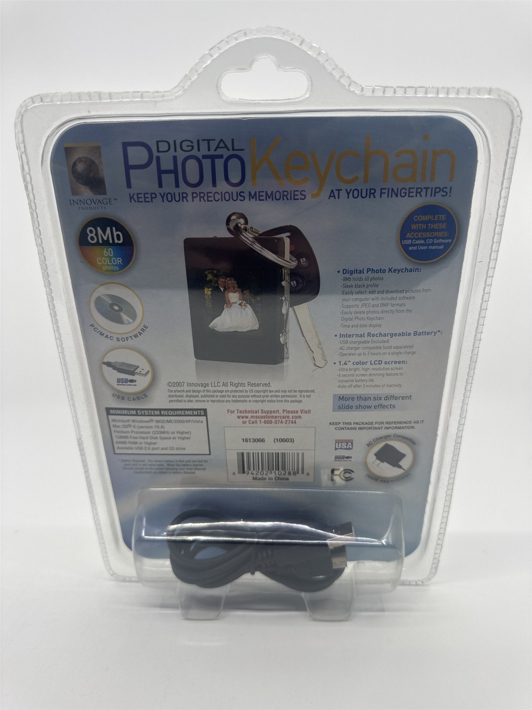 Digital Photo Keychain 60 Color Photos W/ Rechargeable Battery 1.4" LCD Screen