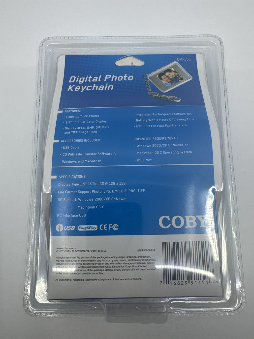 Coby Digital Photo Keychain 60 Color Photos W/ 1.5" LCD Screen