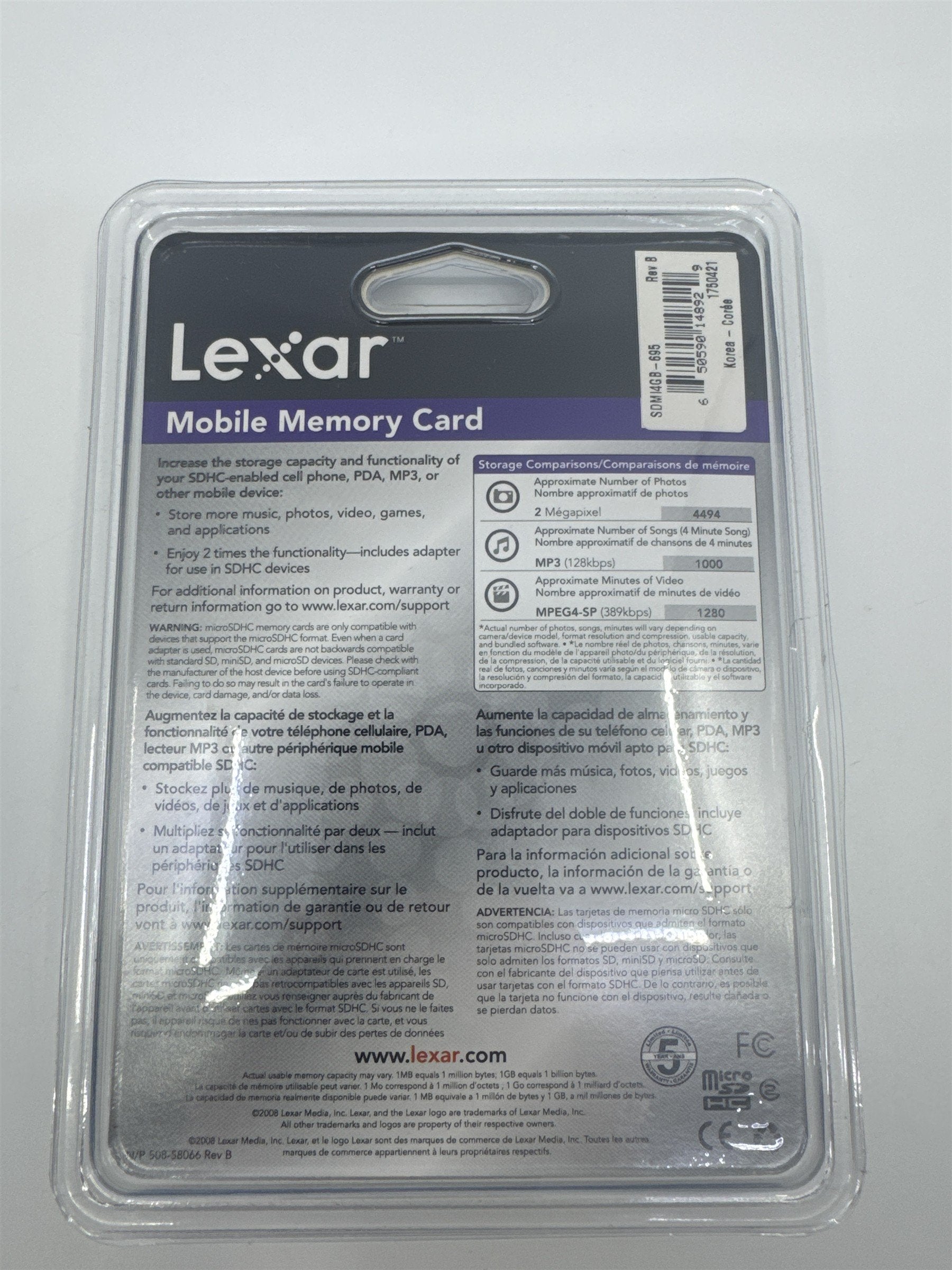 Lexar 4GB Mobile Memory Card Micro SD Adapter New In Packaging SDMI4GB-695