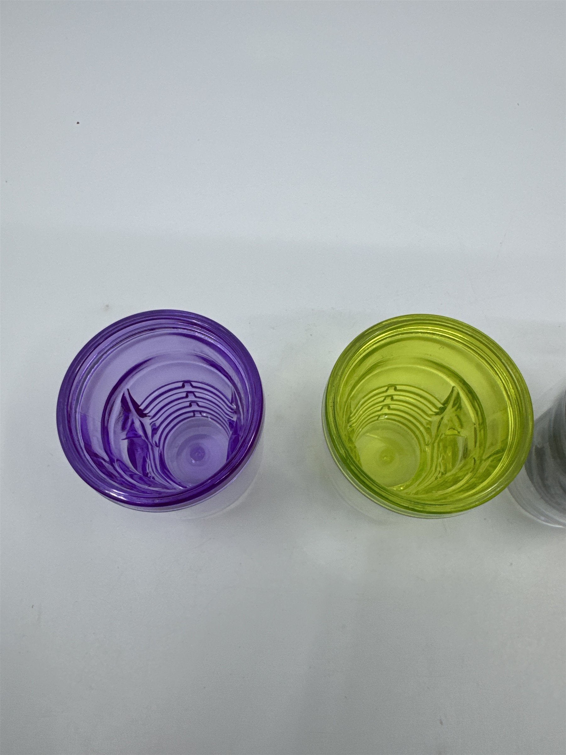 Set of Four Multicolored Skull Halloween Plastic Microwavable Shotglasses