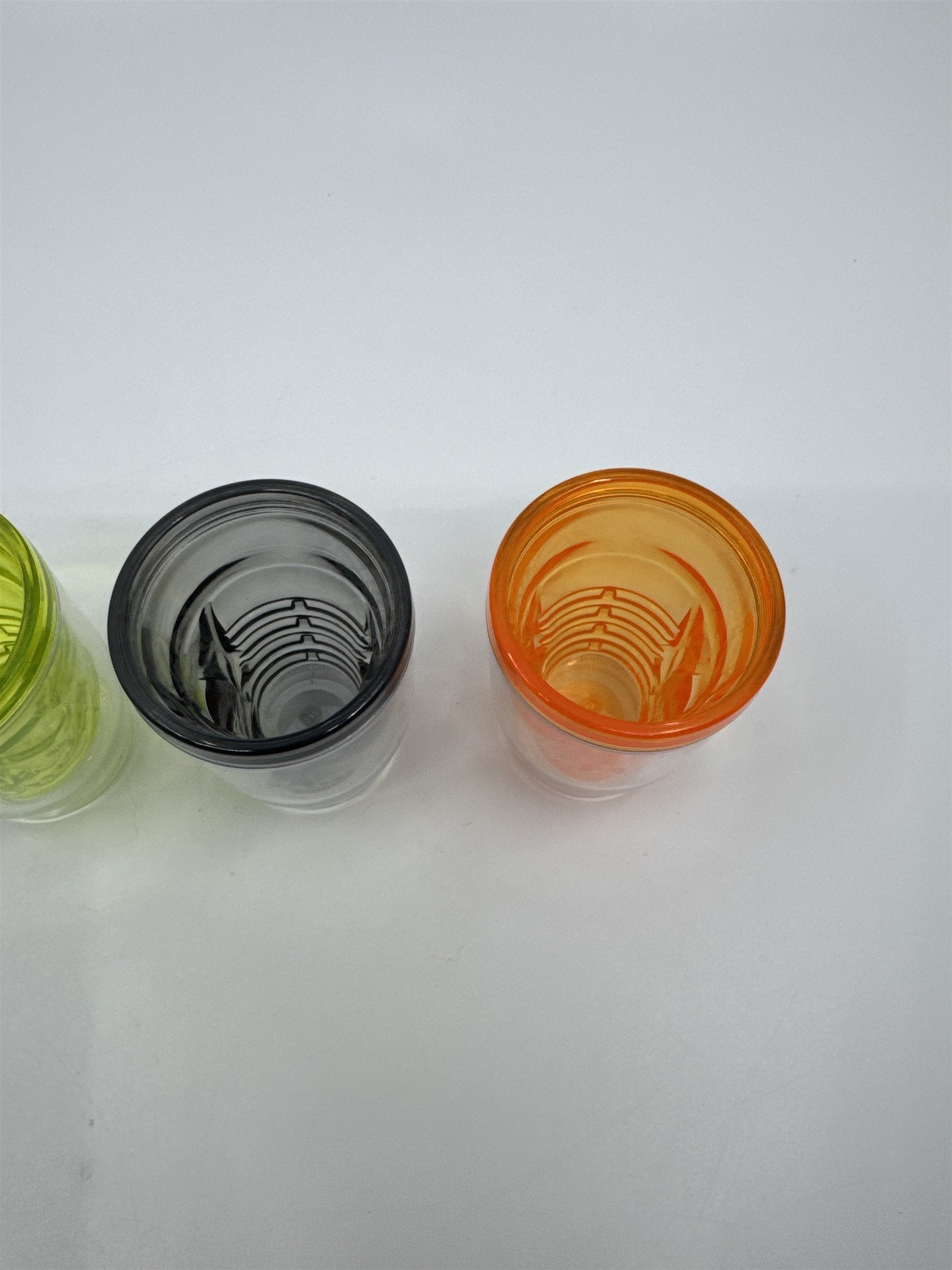 Set of Four Multicolored Skull Halloween Plastic Microwavable Shotglasses