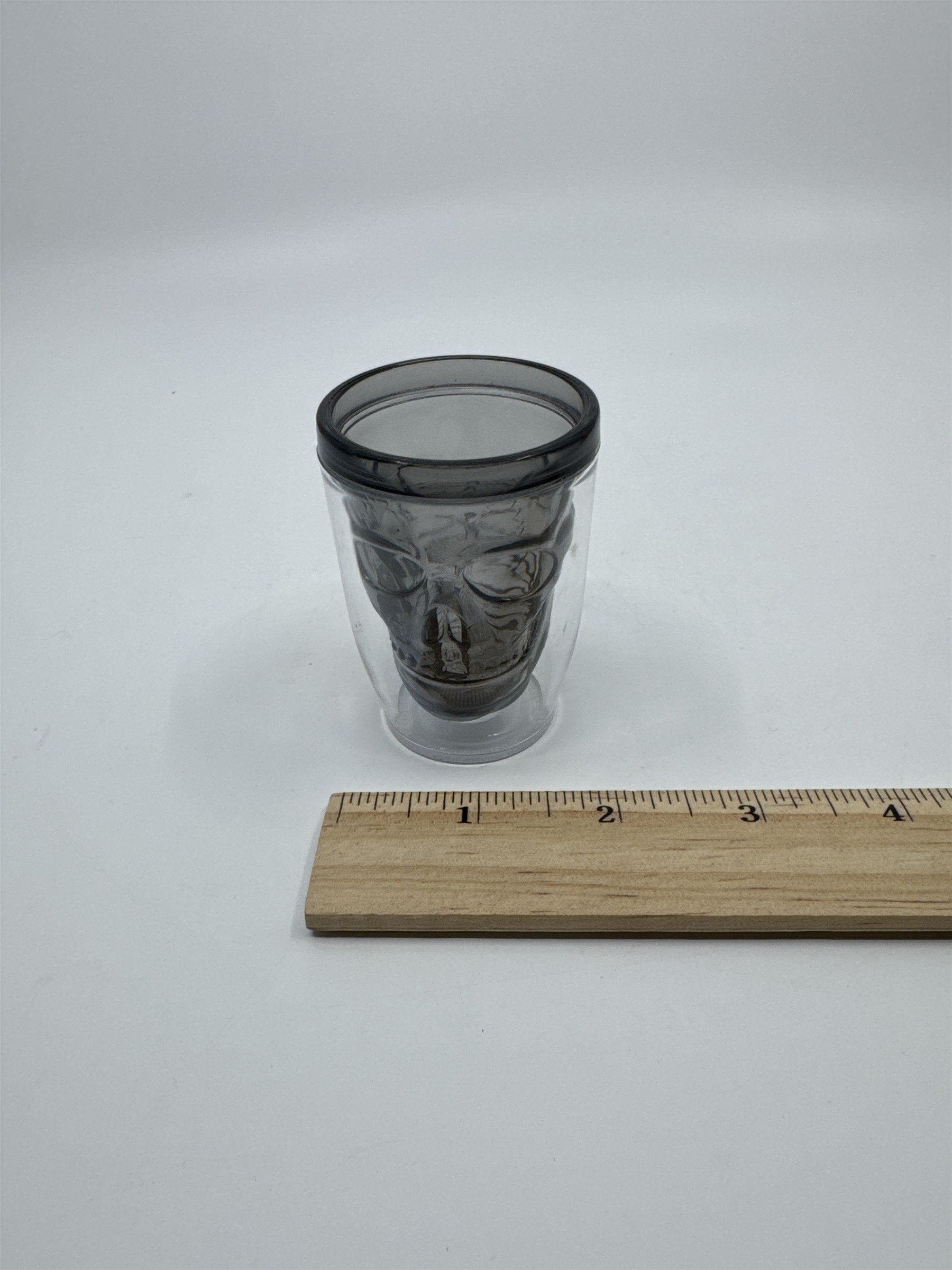 Set of Four Multicolored Skull Halloween Plastic Microwavable Shotglasses