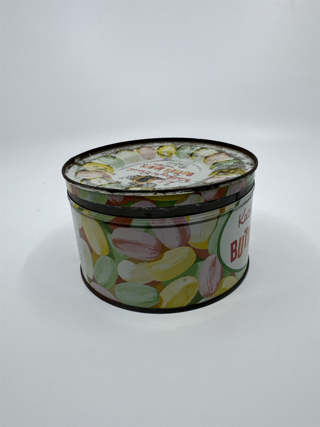 Vintage Kathryn Beich Butter Mints Empty 10 Oz. Advertising Candy Tin