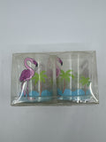 Set of Two Flamingo/Beach/Summer Themed Empty Glass Tealight Candle Holders