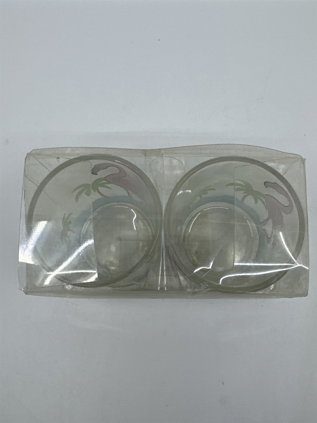 Set of Two Flamingo/Beach/Summer Themed Empty Glass Tealight Candle Holders