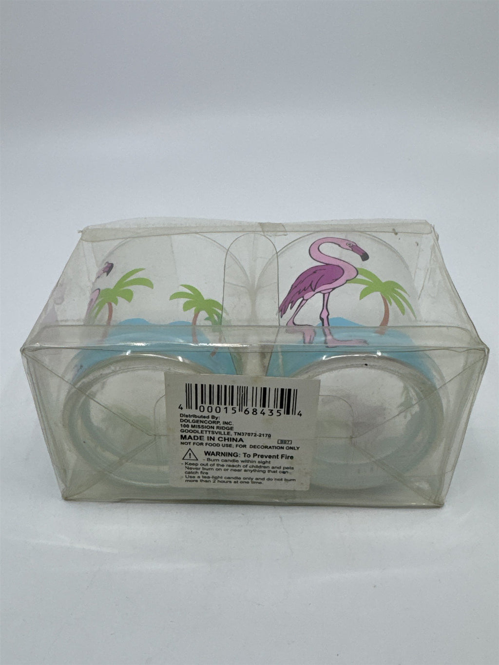 Set of Two Flamingo/Beach/Summer Themed Empty Glass Tealight Candle Holders