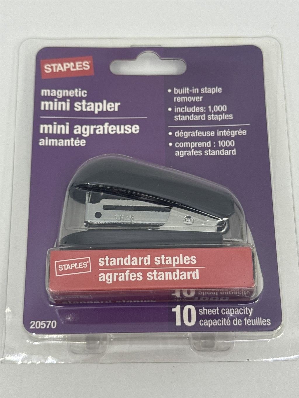 Staples Mini Magnetic Black Stapler New In Plastic Includes 1000 Staples