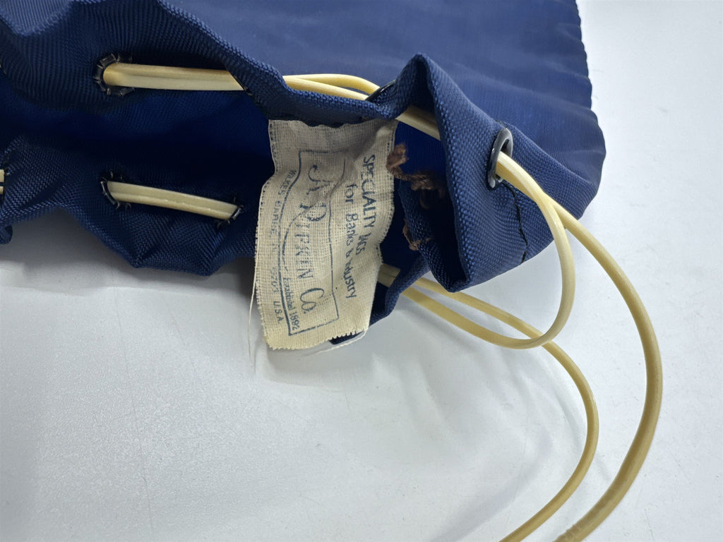 Vintage United Penn Bank Drawstring Canvas Blue Deposit Bag Money Bag
