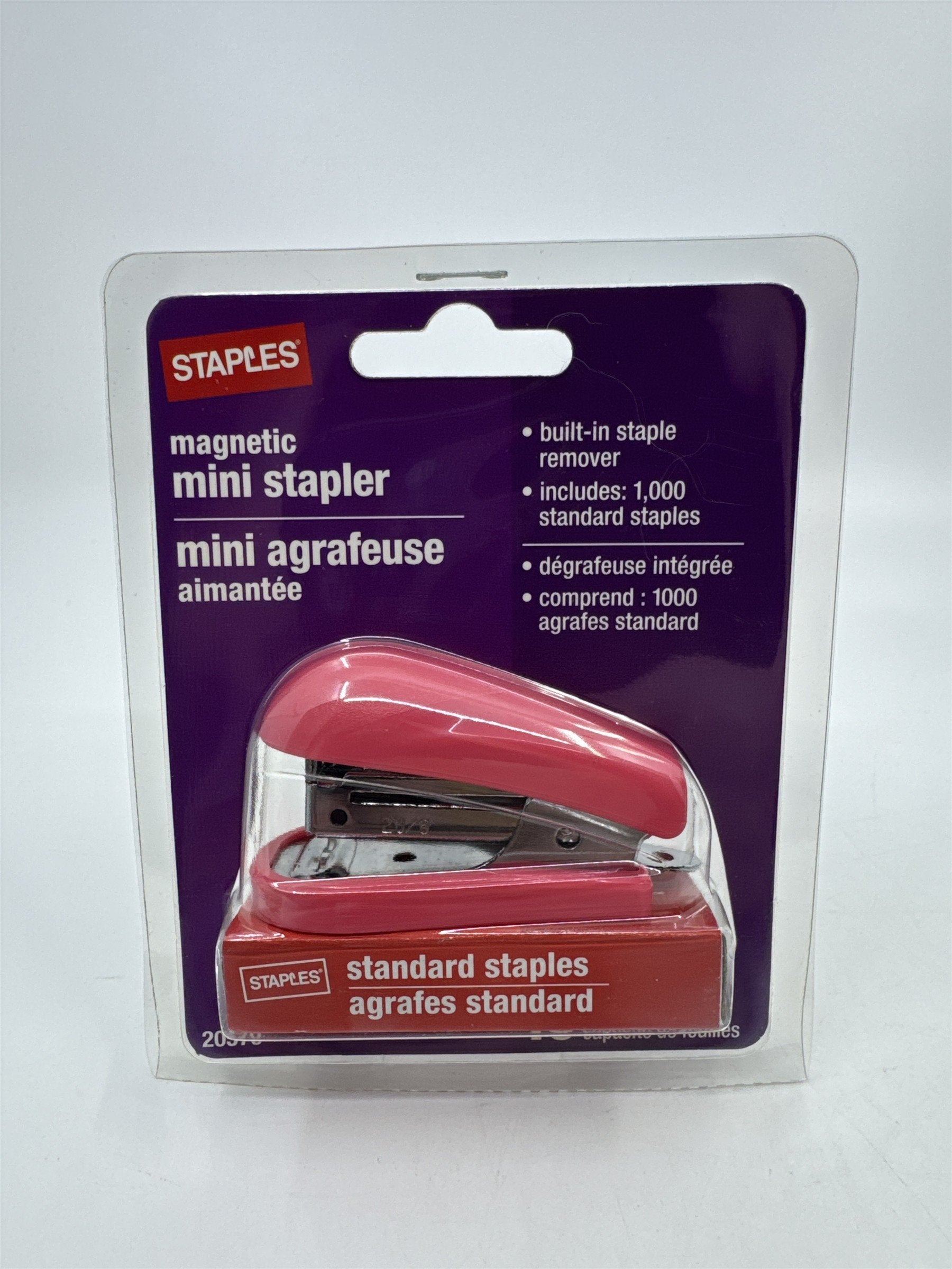 Staples Mini Magnetic Pink Stapler New In Plastic Includes 1000 Staples