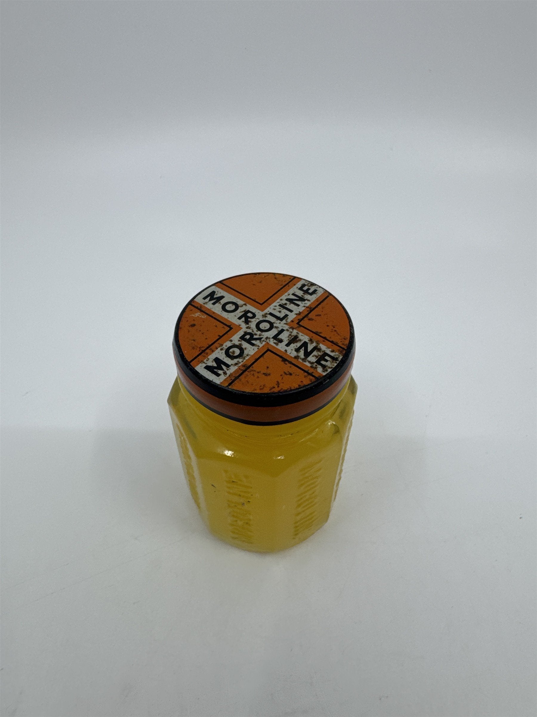 Vintage Moroline First Aid Petroleum Jelly Full Glass Jar