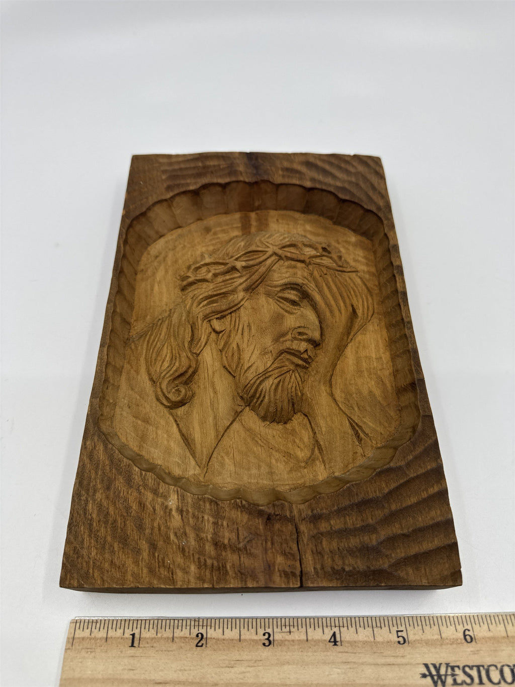 Vintage Wooden Handcarved Jesus Face Drewnie Josef Smollen Poland
