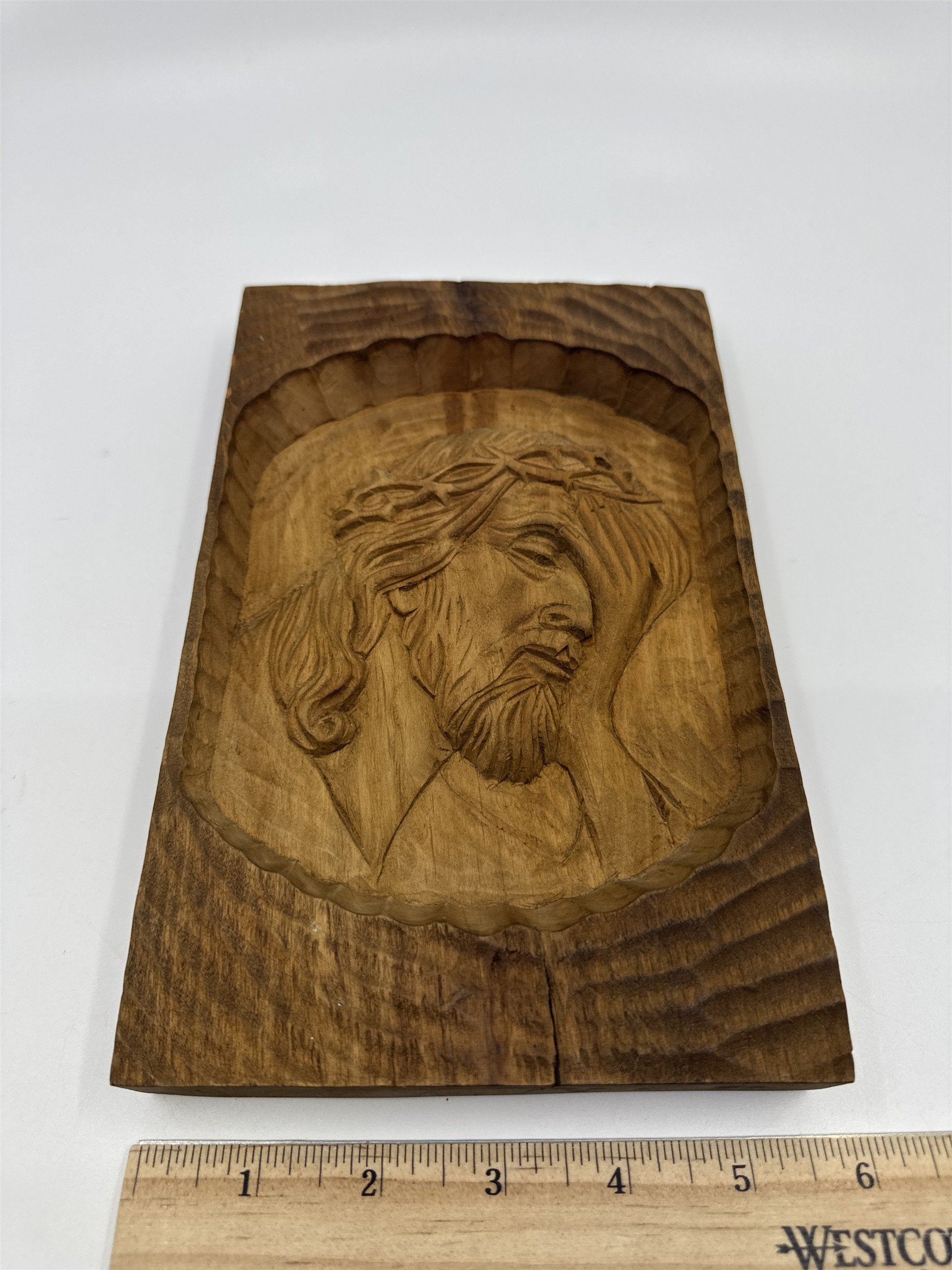 Vintage Wooden Handcarved Jesus Face Drewnie Josef Smollen Poland