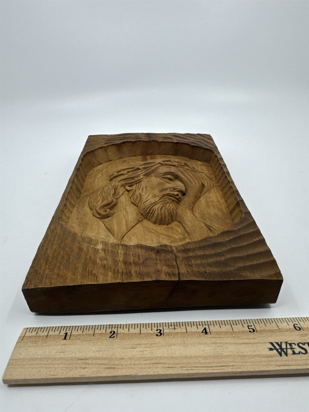 Vintage Wooden Handcarved Jesus Face Drewnie Josef Smollen Poland