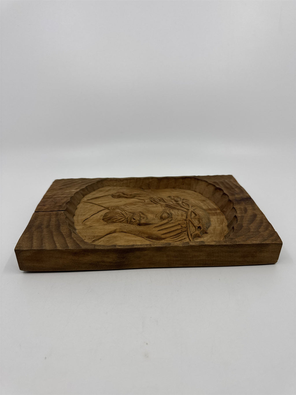 Vintage Wooden Handcarved Jesus Face Drewnie Josef Smollen Poland