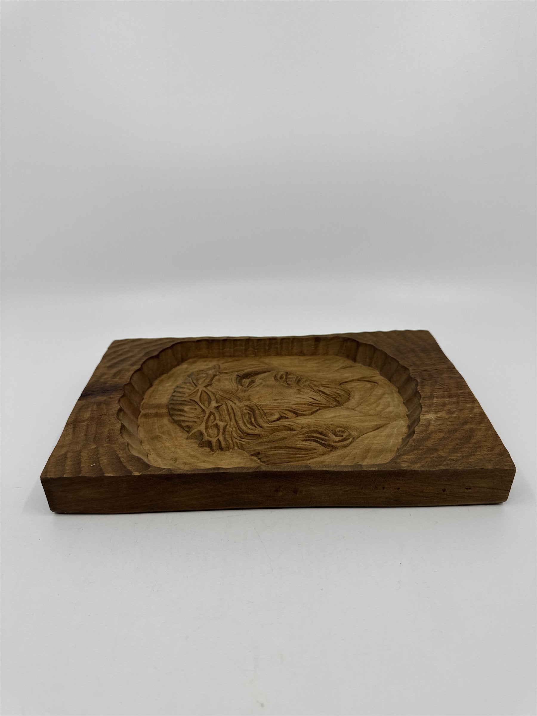Vintage Wooden Handcarved Jesus Face Drewnie Josef Smollen Poland