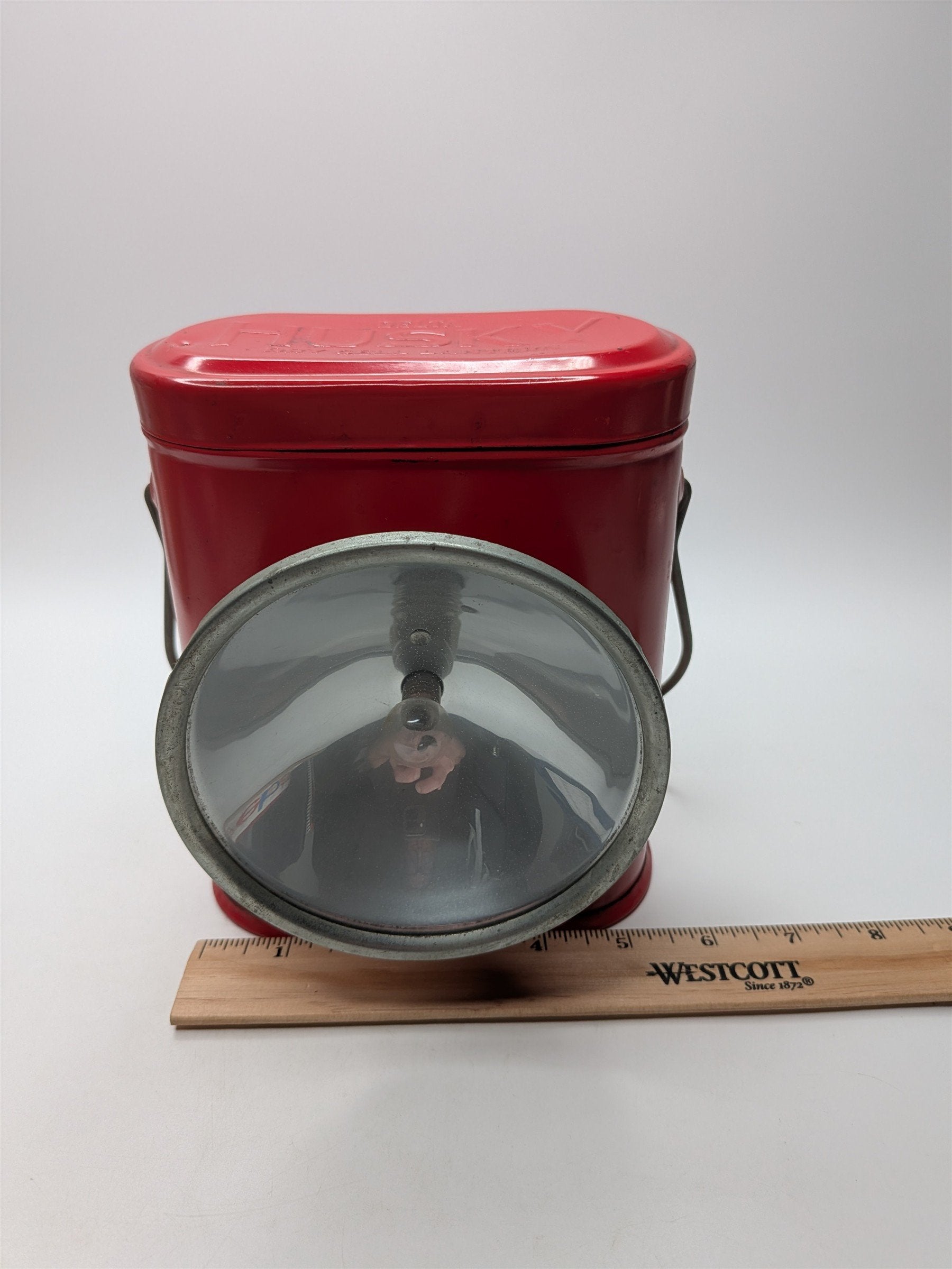Vintage Lantern Red Delta Elec Co Husky Railroad Theater Hanging Lamp