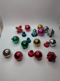 Lot of 19 Vintage Hard Plastic Christmas Tree Ornaments Bells Cage Angel Rings