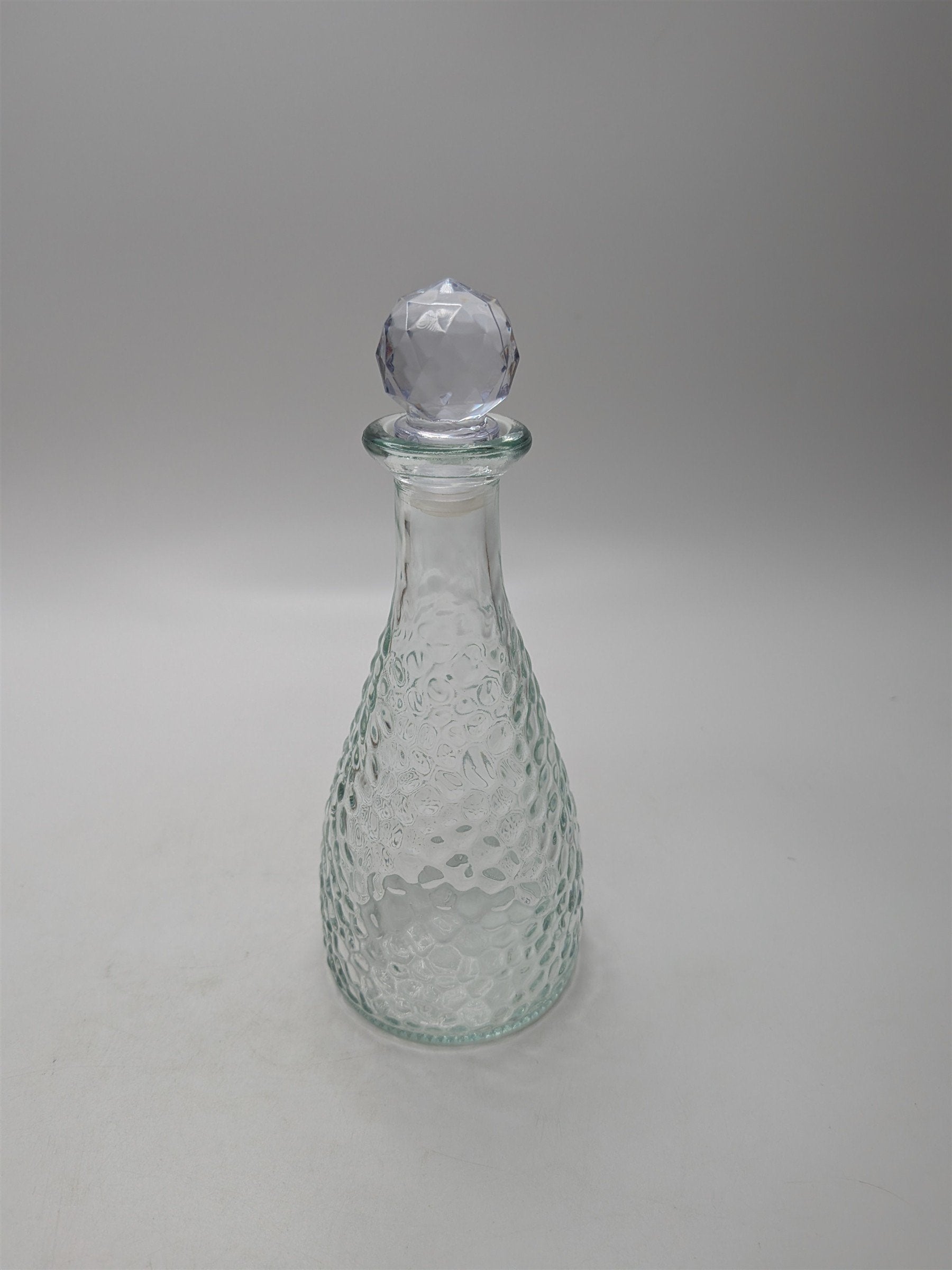 Vintage Apothecary Jar Perfume Potion Bottle Pebbled Round /w Plastic Stopper