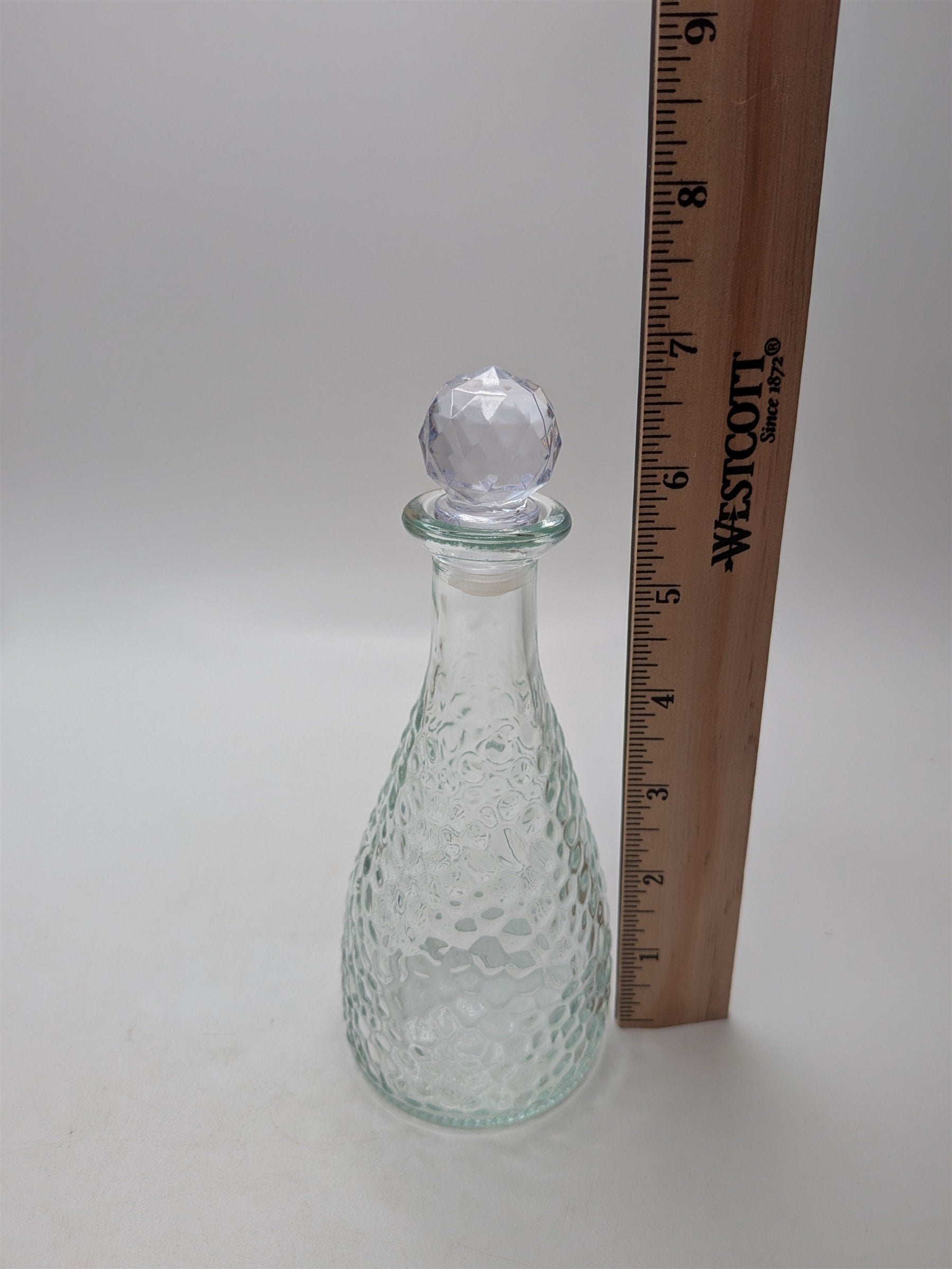 Vintage Apothecary Jar Perfume Potion Bottle Pebbled Round /w Plastic Stopper