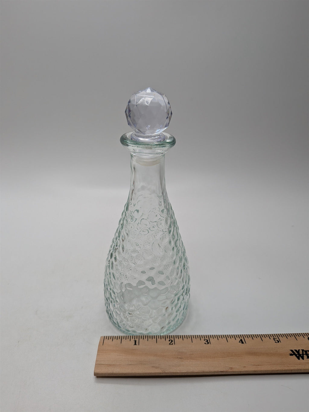Vintage Apothecary Jar Perfume Potion Bottle Pebbled Round /w Plastic Stopper