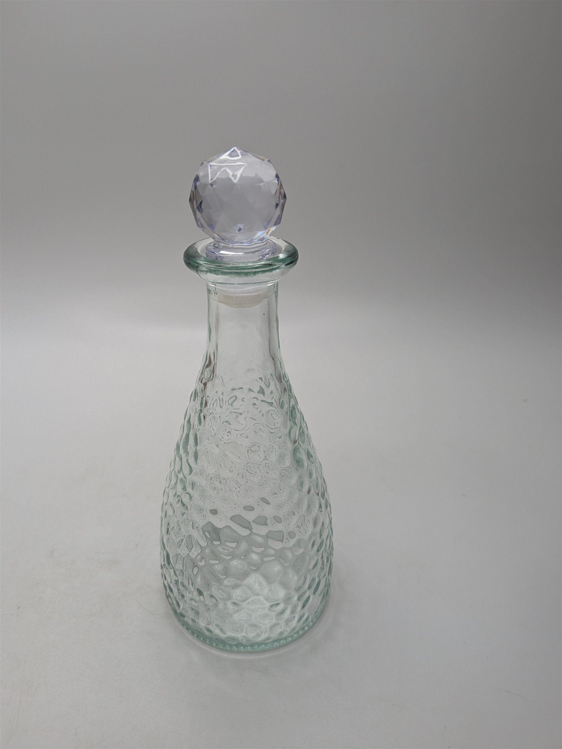 Vintage Apothecary Jar Perfume Potion Bottle Pebbled Round /w Plastic Stopper