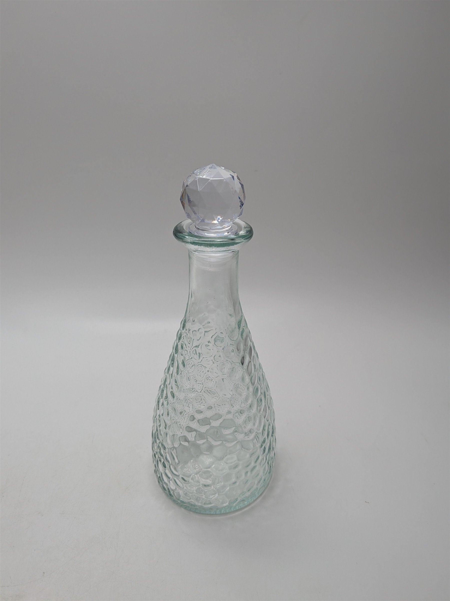 Vintage Apothecary Jar Perfume Potion Bottle Pebbled Round /w Plastic Stopper