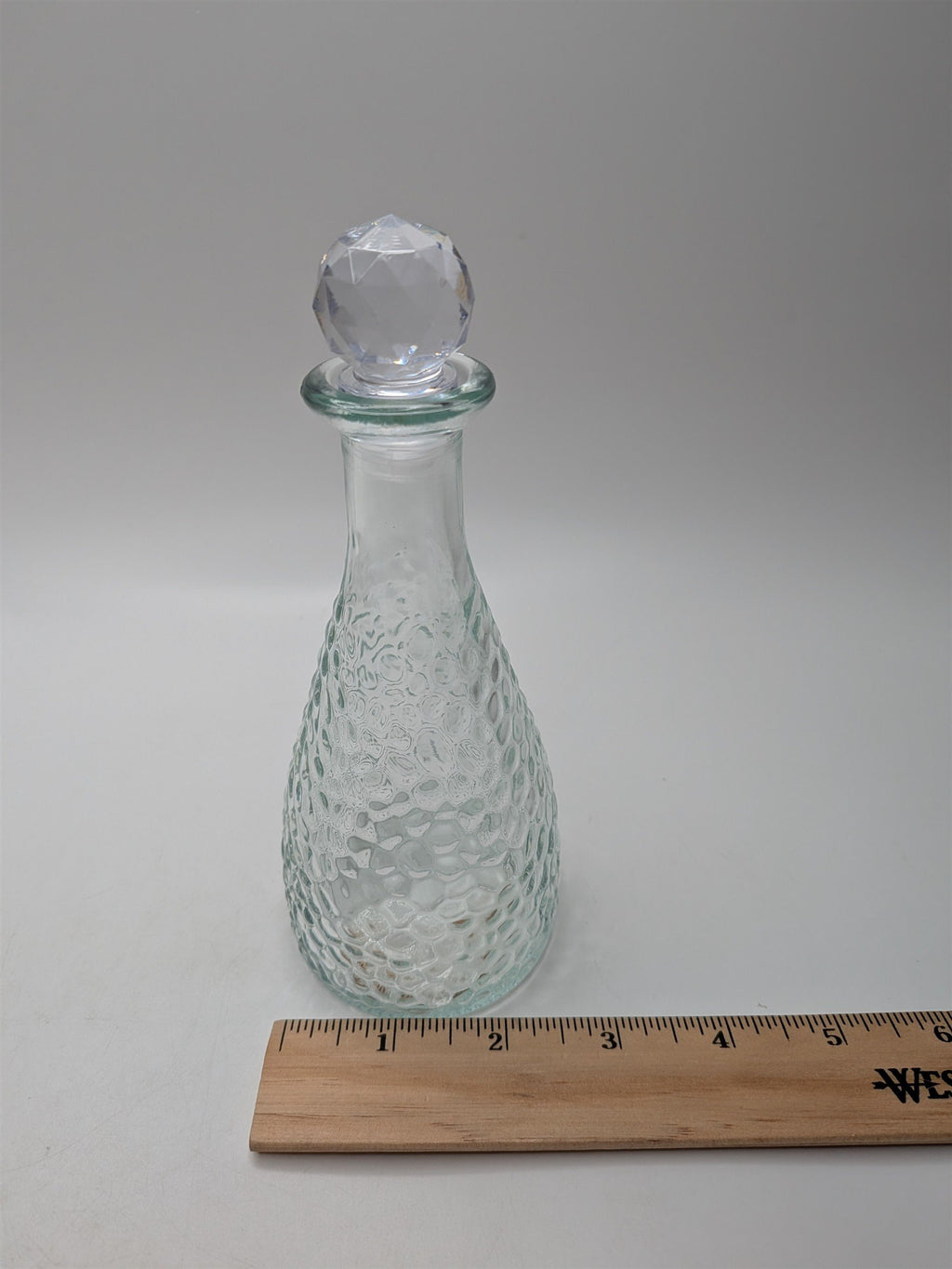 Vintage Apothecary Jar Perfume Potion Bottle Pebbled Round /w Plastic Stopper