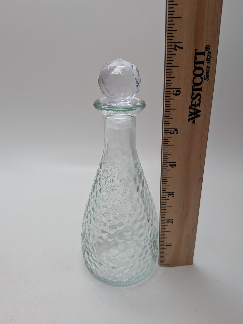 Vintage Apothecary Jar Perfume Potion Bottle Pebbled Round /w Plastic Stopper