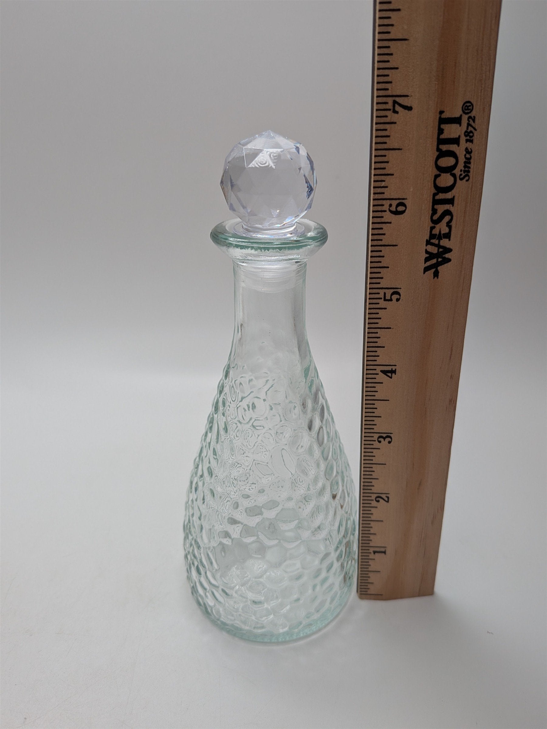 Vintage Apothecary Jar Perfume Potion Bottle Pebbled Round /w Plastic Stopper