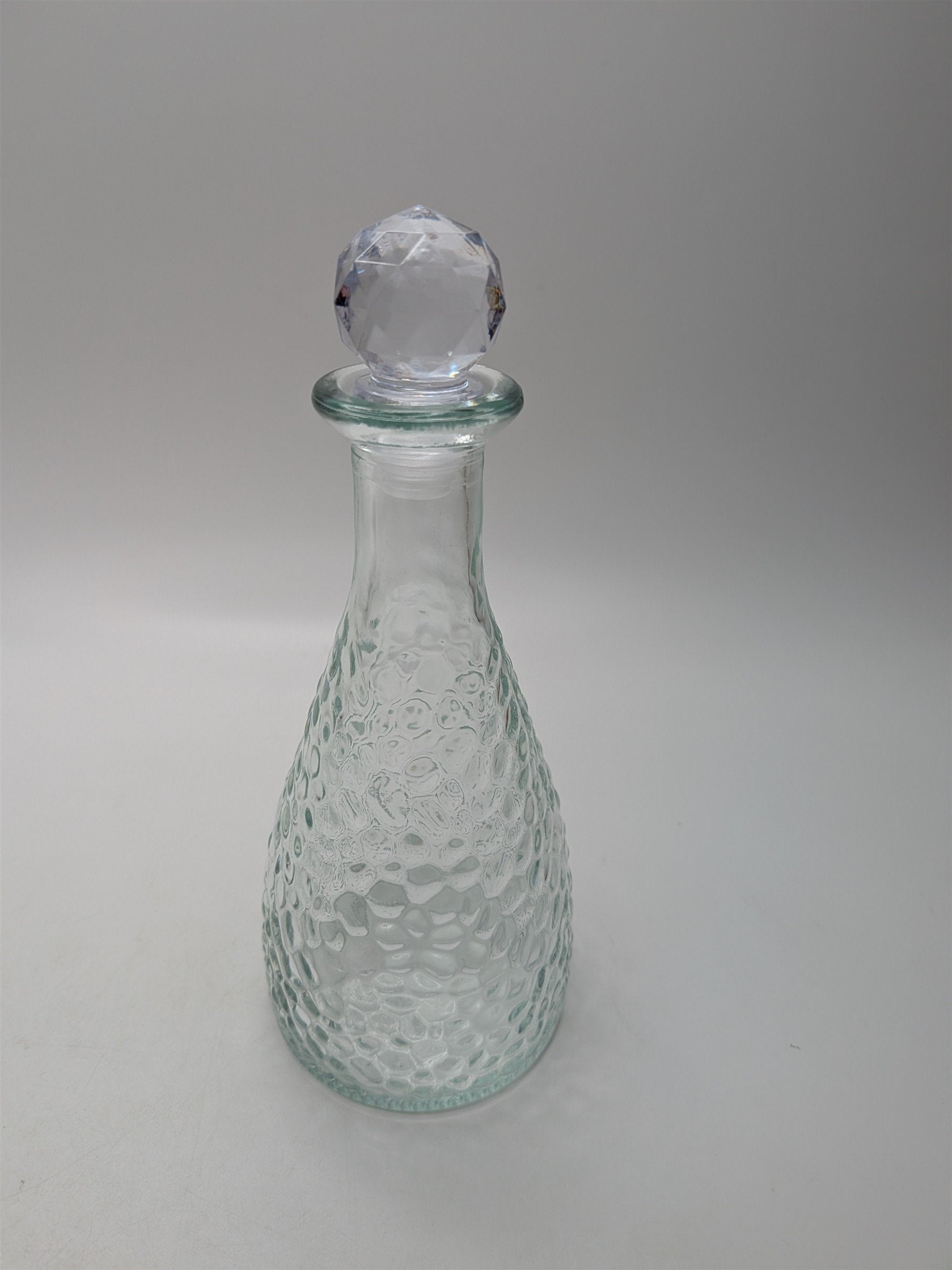 Vintage Apothecary Jar Perfume Potion Bottle Pebbled Round /w Plastic Stopper