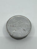 Vintage Aluminum Collapsible Camping Cup W/ Mountain/Canoe Image On Lid