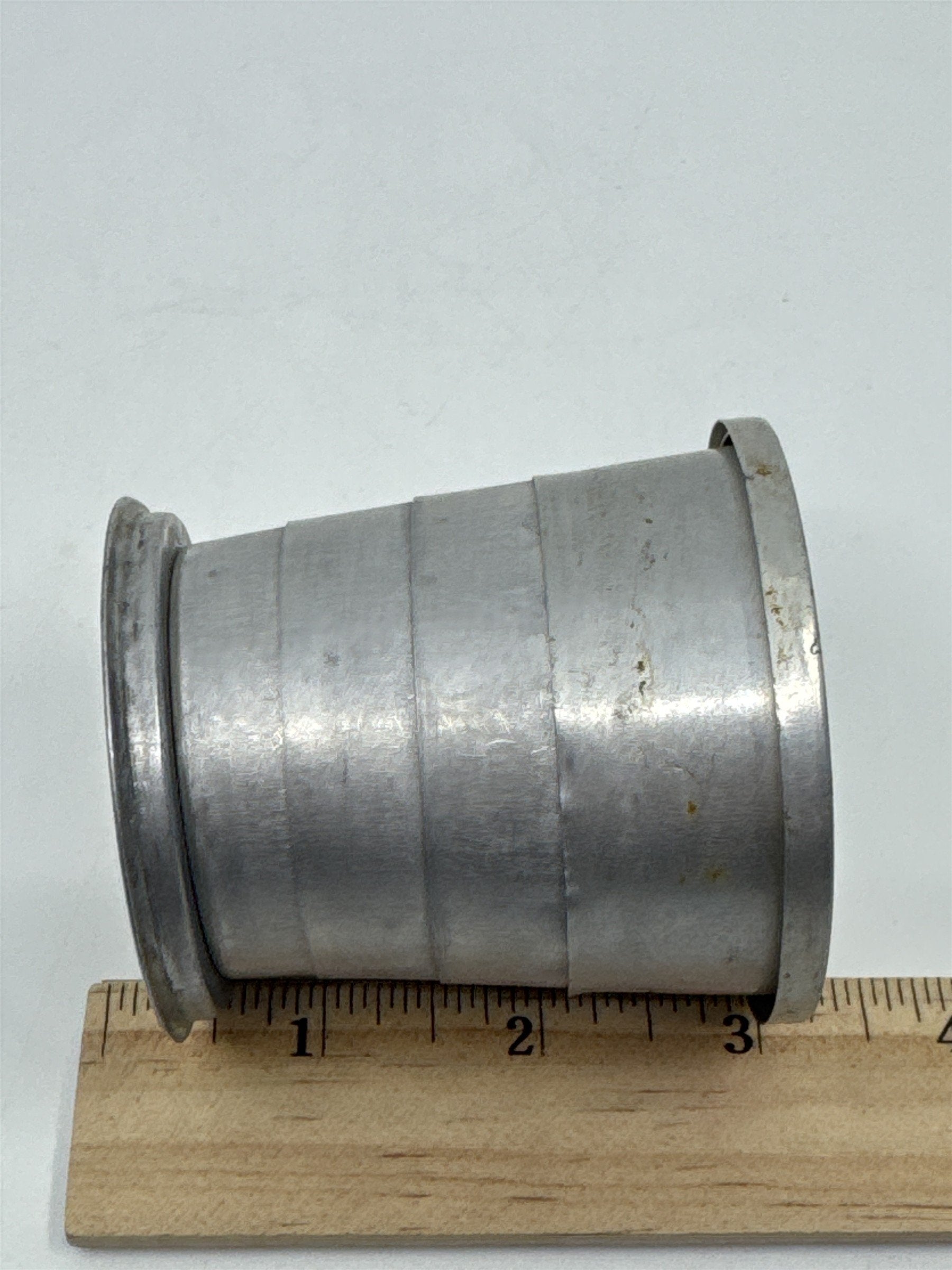 Vintage Aluminum Collapsible Camping Cup W/ Mountain/Canoe Image On Lid