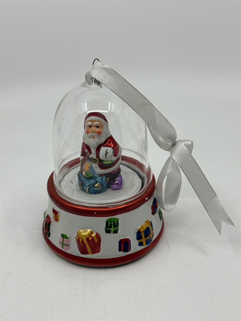 Vintage Mr. Christmas Musical Glass Snow Globe Ornament W/ Cracked Base