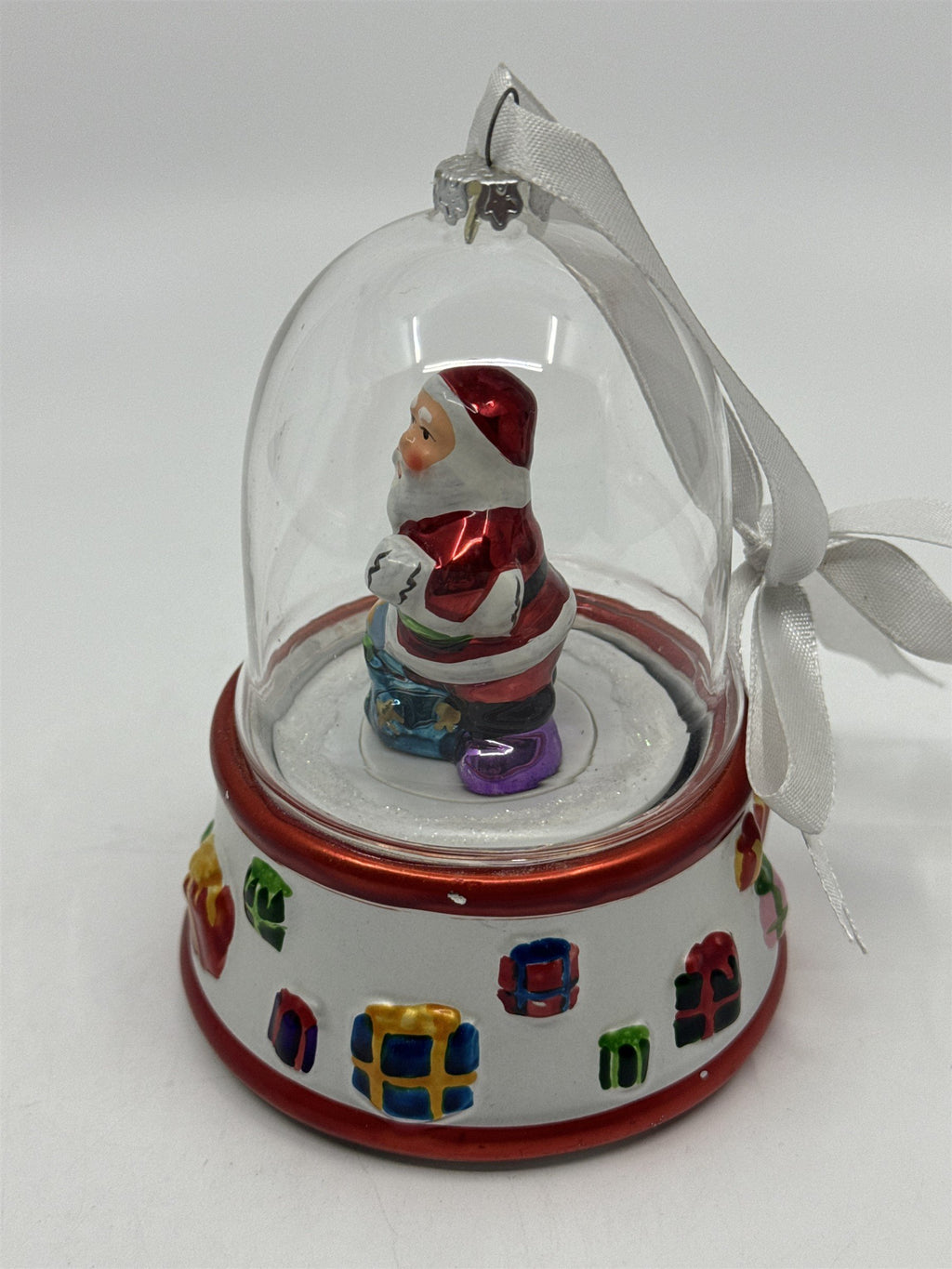 Vintage Mr. Christmas Musical Glass Snow Globe Ornament W/ Cracked Base