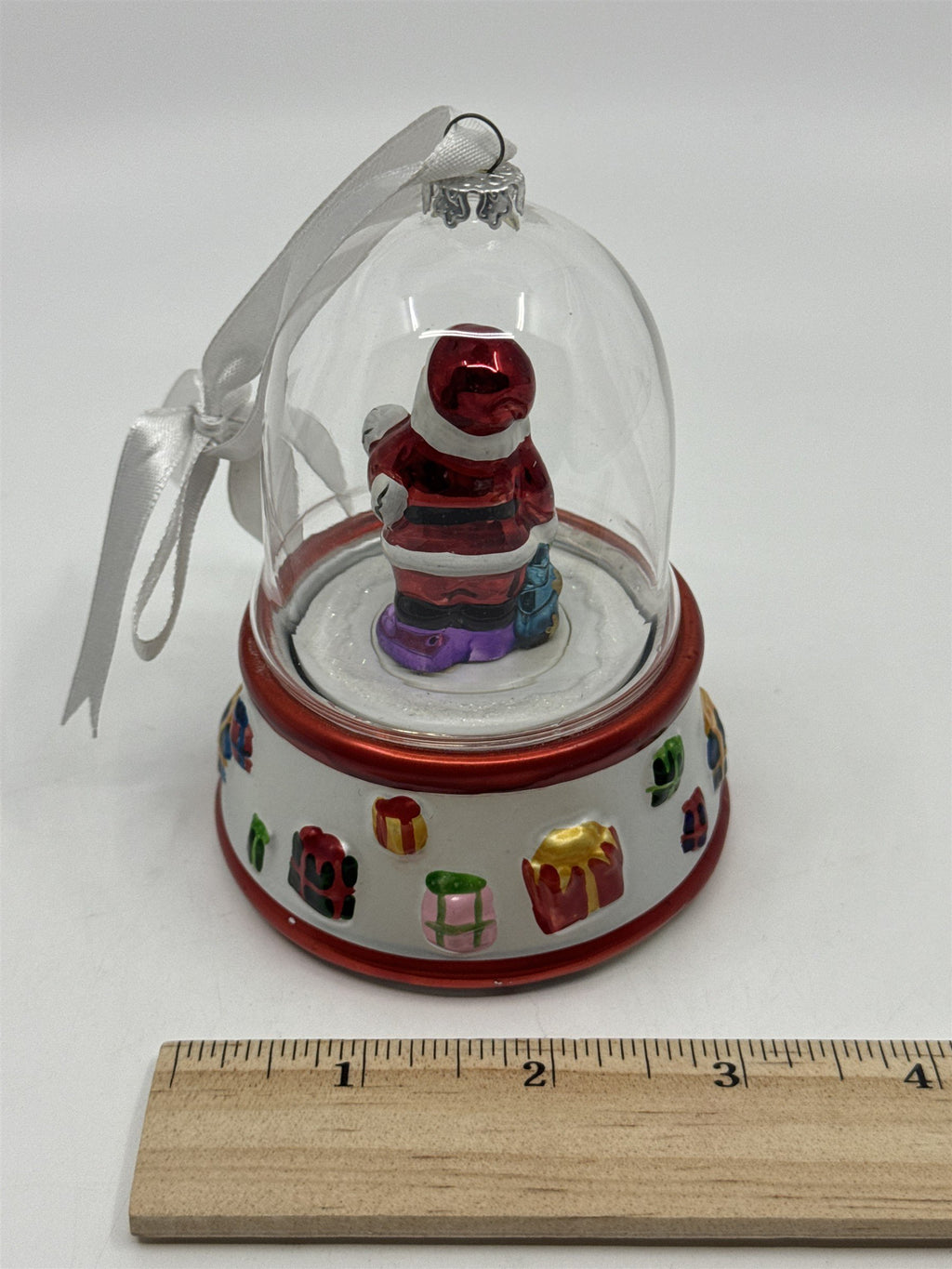 Vintage Mr. Christmas Musical Glass Snow Globe Ornament W/ Cracked Base